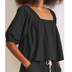 Apiece Apart Gali Shirred Top Size Small Black BNWT